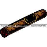 Hobby Single Cigar Smoking Cigar Crossed Color Design Element No Smoke White Background Health Tobacco Quit Quitting Smoke Awareness Disease Addiction Smoker Addicted Addict Art Logo Clipart SVG