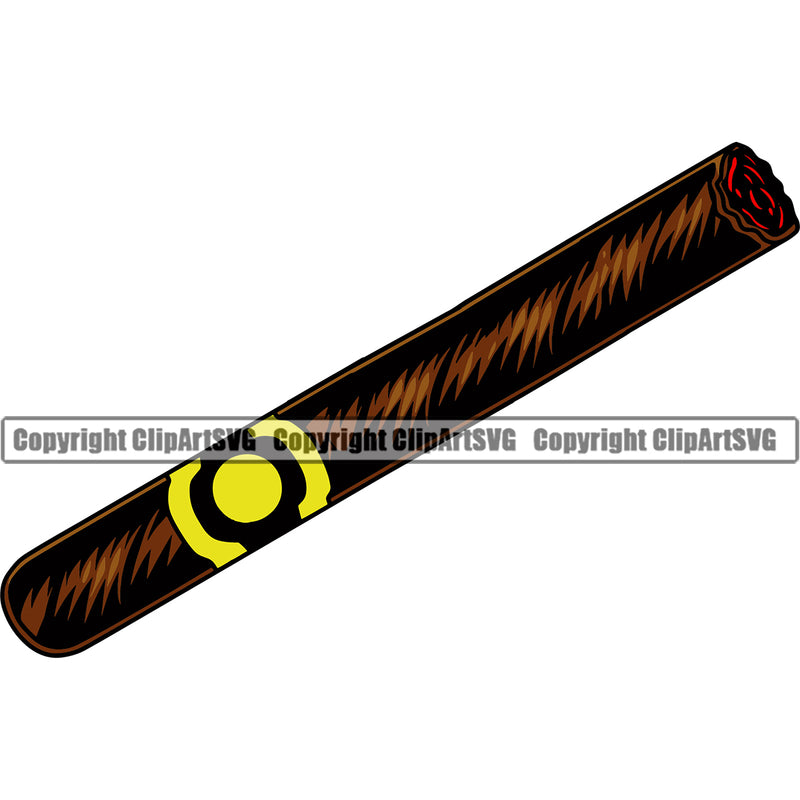 Smoking Black Color Single Cigar Design Element White Background No Smoke Health Tobacco Quit Quitting Smoke Awareness Disease Addiction Smoker Addicted Addict Art Logo Clipart SVG