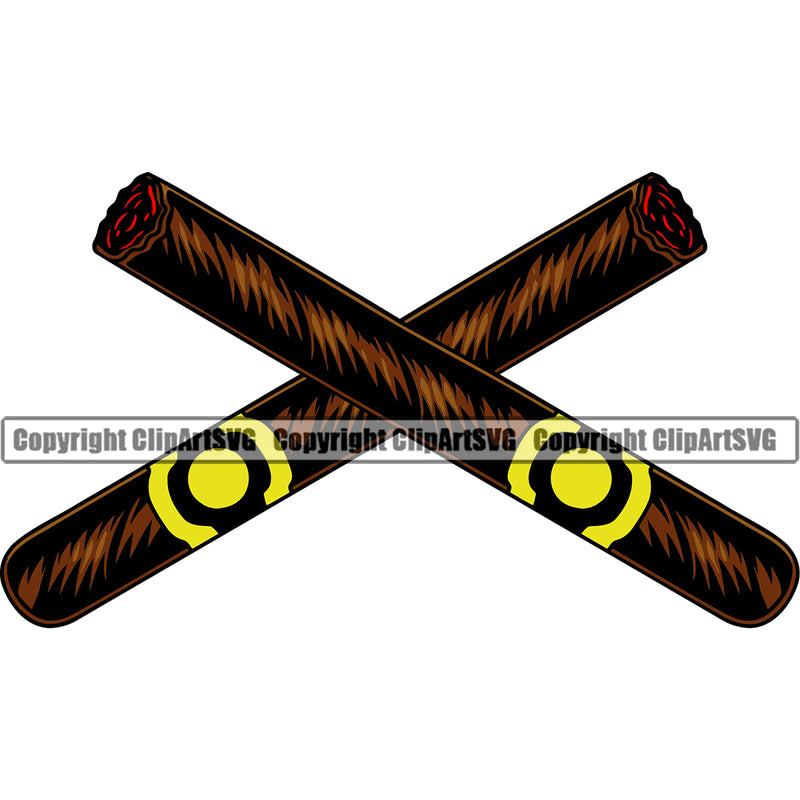 Crossed Sign Cigar White Background Design Element Smoking Health Tobacco Quit Quitting Smoke Awareness Disease Addiction Smoker Addicted Addict Art Logo Clipart SVG