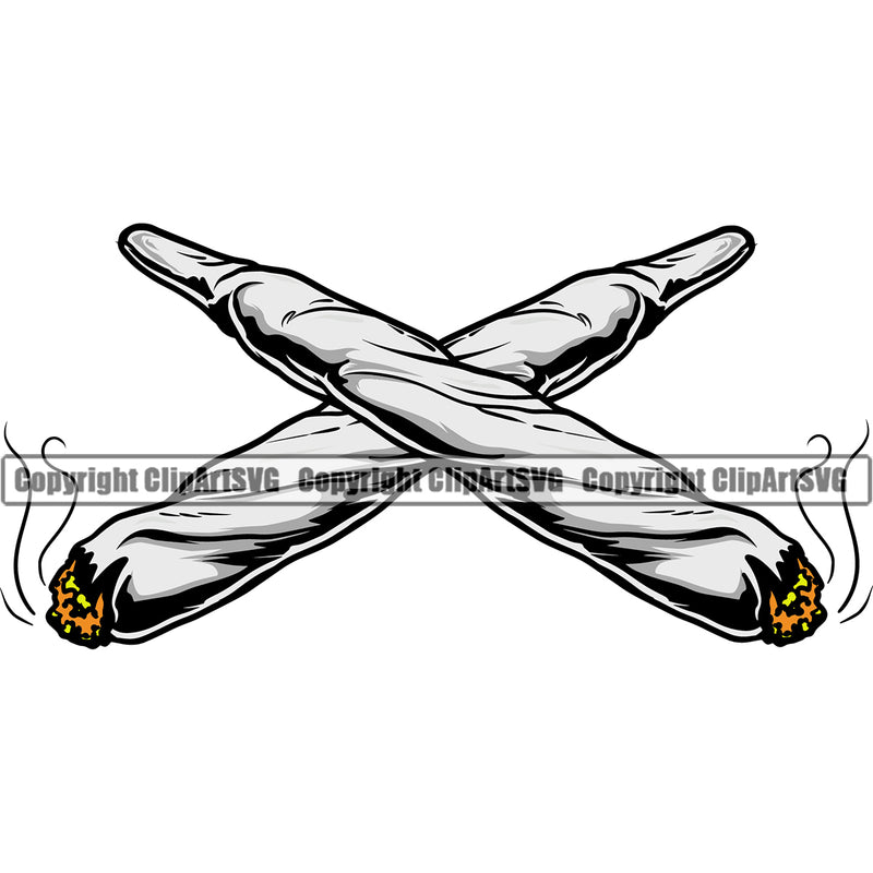 Hobby Marijuana Leaf Joint Crossed Design Element White Background Legalize Pot Organic Leaf Medical Medicine Health Herb Plant Cannabis Hemp Drug Grass Weed THC Legal Art Logo Clipart SVG