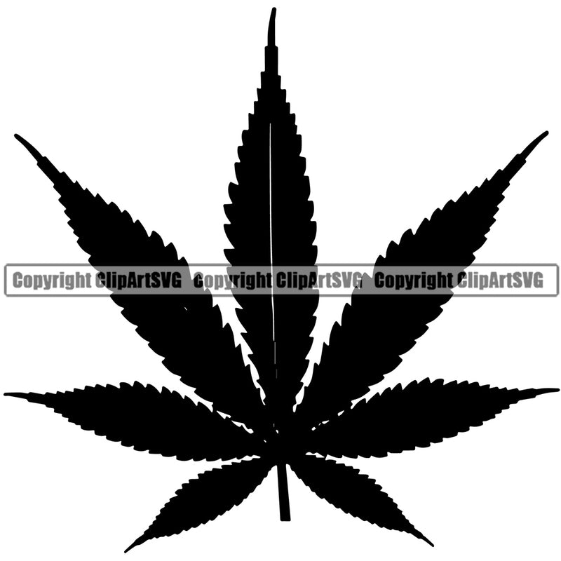 Marijuana Leaf Black Color White Background Legalize Pot Organic Leaf Medical Medicine Health Herb Plant Cannabis Hemp Drug Grass Weed THC Legal Art Logo Clipart SVG