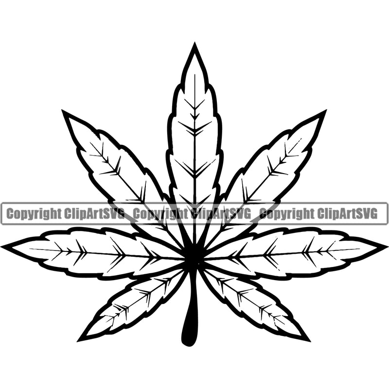 Marijuana Leaf Black And White Color White Background Legalize Pot Organic Leaf Medical Medicine Health Herb Plant Cannabis Hemp Drug Grass Weed THC Legal Art Logo Clipart SVG
