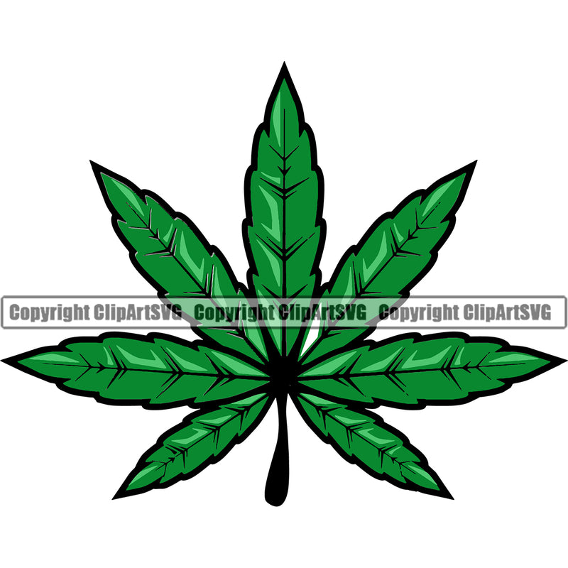 Marijuana Leaf Green Color White Background Legalize Pot Organic Leaf Medical Medicine Health Herb Plant Cannabis Hemp Drug Grass Weed THC Legal Art Logo Clipart SVG