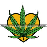 Marijuana Leaf Color Heart Logo Design Element Artwork Legalize Pot Organic Leaf Medical Medicine Health Herb Plant Cannabis Hemp Drug Grass Weed THC Legal Art Logo Clipart SVG