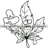 Black And White Angry Face Marijuana Leaf Vector Design Element Legalize Pot Organic Leaf Medical Medicine Health Herb Plant Cannabis Hemp Drug Grass Weed THC Legal Art Logo Clipart SVG