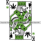 Marijuana Leaf Design Playing Card King Vector Green Color Design Element Legalize Pot Organic Leaf Medical Medicine Health Herb Plant Cannabis Hemp Drug Grass Weed THC Legal Art Logo Clipart SVG
