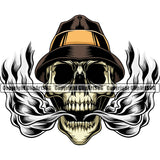 Angry Face Skull Skeleton Head Marijuana Legalize Pot Organic Leaf On Hat Vector Color Design Element Medical White Background Medicine Health Herb Plant Cannabis Hemp Drug Grass Weed THC Legal Art Logo Clipart SVG