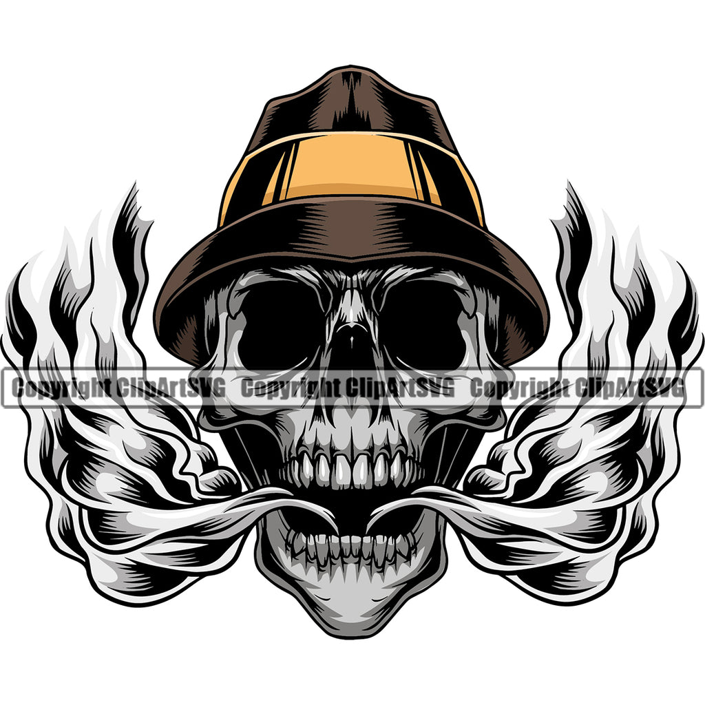 Angry Face Skull Skeleton Head Silver Color Head Marijuana Legalize Pot Organic Leaf On Hat Vector Color Design Element Medical White Background Medicine Health Herb Plant Cannabis Hemp Drug Grass Weed THC Legal Art Logo Clipart SVG