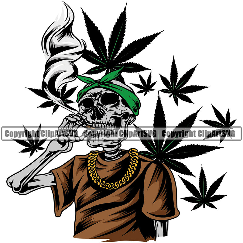 Skull Skeleton Buddhi Smoking Weed Leaf Vector White Background Design Element Lot Of Leaf Marijuana Legalize Pot Organic Leaf Medical Medicine Health Herb Plant Cannabis Hemp Drug Grass Weed THC Legal Art Logo Clipart SVG