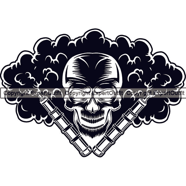 Skull Skeleton Vape Smoke Black Color Design Element Smoking Health Tobacco Quit Quitting Smoke Awareness Disease Addiction Smoker Addicted Addict Art Logo Clipart SVG