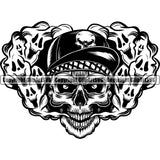 Black And White Skull Skeleton Head Vape Smoke Wearing Hat Design Element Smoking Health Tobacco Quit Quitting Smoke Awareness Disease Addiction Smoker Addicted Addict Art Logo Clipart SVG
