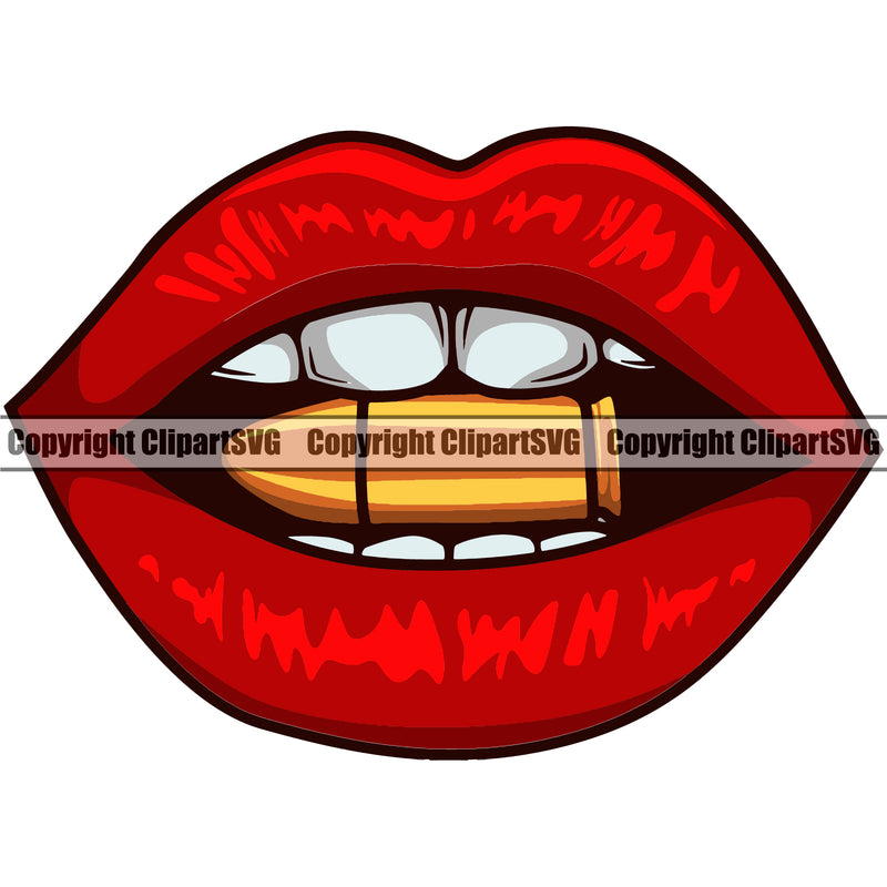 Lips Under Bullet Color Design Element Face Sexy Mouth Position Woman Female Girl Lady Cartoon Character Mascot Creation Create Art Artwork Creator Business Company Logo Clipart SVG