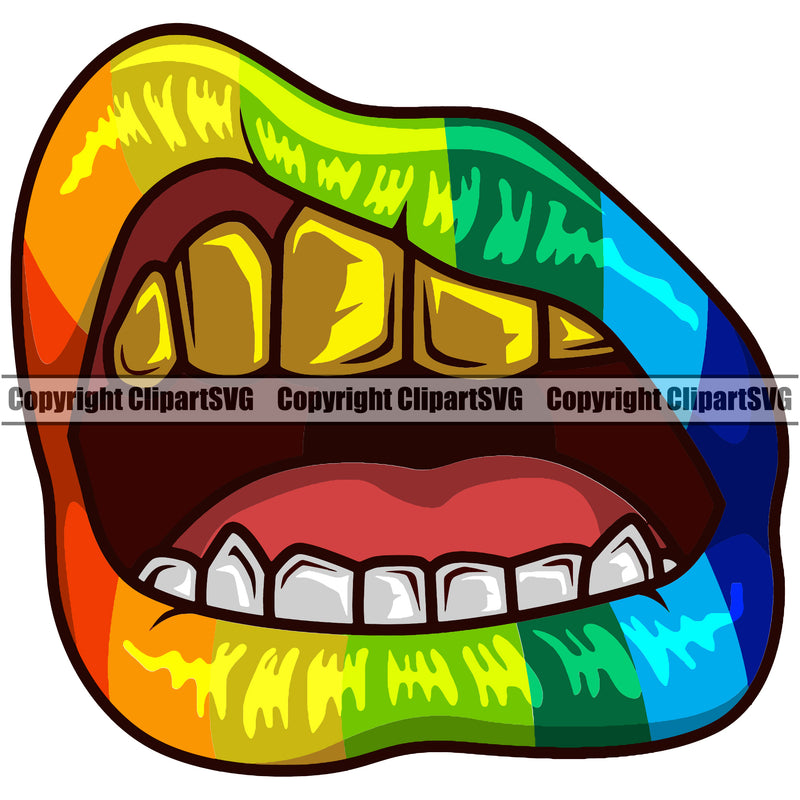 Lips Top Teeth Gold Color Design Element Face Male Man Boy Mouth Position Gangster Grill Thug Mean Mug Bling Jewelry Cartoon Character Mascot Creation Create Art Artwork Creator Business Company Logo Clipart SVG