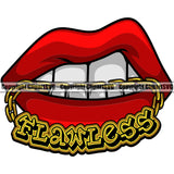 Lips Mouth Teeth Bite Biting Gold Chain Necklace Flawless Text Design Element Face Sexy Position Head Woman Female Girl Lady Male Man Boy Cartoon Character Mascot Creation Create Art Artwork Creator Business Company Logo Clipart SVG