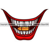 Lips Clown Mouth Bullet Design Element Face Color Male Man Boy Position Gangster Grill Thug Mug Bling Jewelry Evil Sinister Grinning Cartoon Character Mascot Creation Create Art Artwork Creator Business Company Logo Clipart SVG