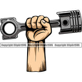 Hand Holding Piston Hand Power African American Arms Color Vector Mechanic Engine Auto Repair Automotive Service Car Truck Motorcycle Technician Garage Shop Vehicle Maintenance Design Element Company Business Logo Clipart SVG