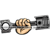 Hand Holding Piston African American Man Hand Power Mechanic Engine Auto Repair Automotive Service Car Truck Motorcycle Technician Garage Shop Vehicle Maintenance Design Element Company Business Logo Clipart SVG