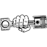 Hand Holding Piston Punch Arms Design Mechanic Engine Auto Repair Automotive Service Car Truck Motorcycle Maintenance Company Technician Garage Shop Vehicle Business Logo Clipart SVG