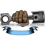 Hand Holding Piston African Man Arms Vector Mechanic Engine Auto Repair Automotive Service Car Truck Motorcycle Technician Garage Shop Vehicle Maintenance Design Element Company Business Logo Clipart SVG