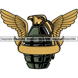 Hand Grenade Explosive With Wings Vector Design Element Military White Background Army Soldier War Uniform Veteran USA US Patriot Service Battle Flag American Patriotic Patriotism Art Logo Clipart SVG