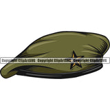 Military Beret Hat Vector Design Element Army Soldier War Uniform Veteran USA US Patriot Service Battle Flag American Patriotic Patriotism Art Logo Clipart SVG