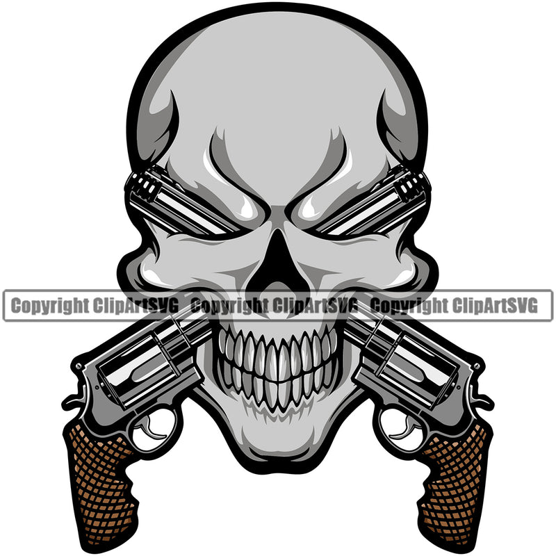Shooting Skull Skeleton Head Pistol In Eyes Design Element Military Army Soldier War Uniform Veteran USA US Patriot Service Battle Flag American Patriotic Patriotism Art Logo Clipart SVG