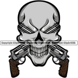 Shooting Skull Skeleton Head Pistol In Eyes Design Element Military Army Soldier War Uniform Veteran USA US Patriot Service Battle Flag American Patriotic Patriotism Art Logo Clipart SVG