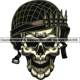 Golden Color Skull Skeleton Head And Wearing Helmet Vector Design Element Military Army Soldier War Uniform Veteran USA US Patriot Service Battle Flag American Patriotic Patriotism Art Logo Clipart SVG