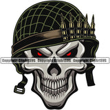 Skull Skeleton Head And Red Eyes Design Element Military Army Soldier War Uniform Veteran USA US Patriot Service Battle Flag American Patriotic Patriotism Art Logo Clipart SVG