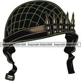 Military Helmet Design Element Vector Army Soldier War Uniform Veteran USA US Patriot Service Battle Flag American Patriotic Patriotism Art Logo Clipart SVG