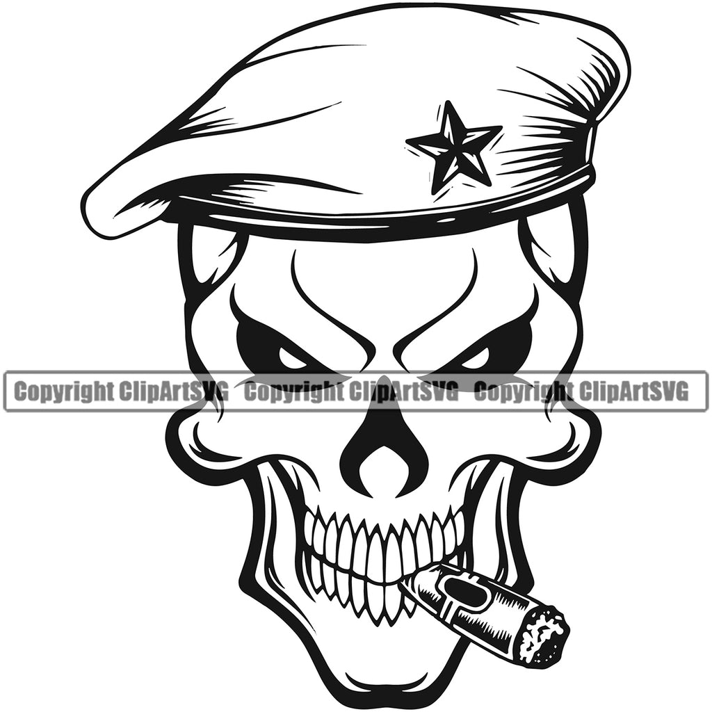Skull Skeleton Smoking White Color Design Element Military Army