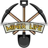 Mining Miner Mine Coal Mineral Industry Equipment Miner Life Pick Axes Color Design Element Industrial Machine Machinery Dig Construction Supplement Art Design Logo Clipart SVG