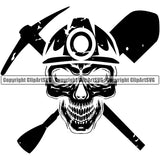 Mining Miner Mine Coal Mineral Industry Mining Cart Lantern Pick Axe Shovel Coal Skull Design Element Equipment Industrial Machine Machinery Dig Construction Supplement Art Design Logo Clipart SVG