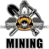 Mining Miner Mine Coal Mineral Industry Mining Quote Text Equipment Design Element Industrial Machine Machinery Dig Supplement Art Design Logo Clipart SVG