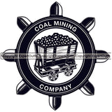 Mining Miner Mine Coal Mineral Industry Equipment Mining Cart Logo Black Design Element Industrial Machine Machinery Dig Construction Supplement Art Design Logo Clipart SVG