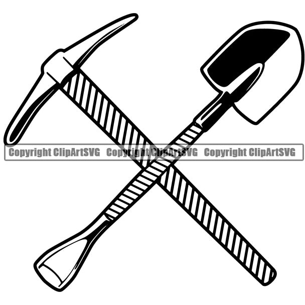 Mining Miner Mine Coal Mineral Industry Equipment Mining Pick Axe Shovel Design Element Industrial Machine Machinery Dig Construction Supplement Art Design Logo Clipart SVG