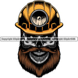 Mining Miner Mine Coal Mineral Industry Mining Worker Skull Helmet Color Design Element Equipment Industrial Machine Machinery Dig Construction Supplement Art Design Logo Clipart SVG