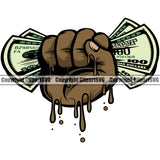 Black Hand Holding Money Break Color Dripping African American Design Element Business Finance Cash Payment Currency Dollar Investment Banking Bank Wealth Stack Concept Rich Advertising Art Logo Clipart SVG