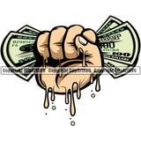 White Hand Holding Money Break Color Dripping White Background Design Element Business Finance Cash Payment Currency Dollar Investment Banking Bank Wealth Stack Concept Rich Advertising Art Logo Clipart SVG