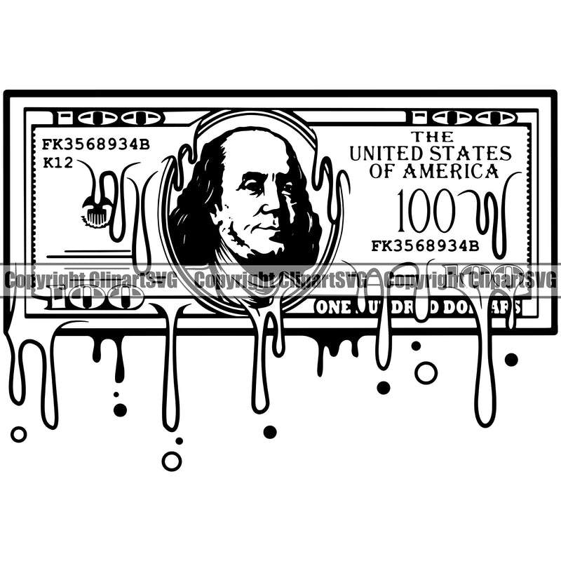 Black And White Money Cash Note Color Dripping BW Bank Note Business Finance Cash Payment Currency Dollar Investment Banking Bank Wealth Stack Concept Rich Advertising Art Logo Clipart SVG