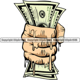 Hand Holding Money Break Color Design Element Business Finance Cash White Background Payment Currency Dollar Investment Banking Bank Wealth Stack Concept Rich Advertising Art Logo Clipart SVG