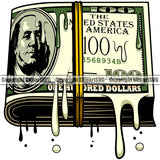 Money Roll Design Element Color Dripping Rubber Bang White Background Business Finance Cash Payment Currency Dollar Investment Banking Bank Wealth Stack Concept Rich Advertising Art Logo Clipart SVG