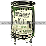 Money Roll 100 Cash Note Design Element White Background Color Dripping Business Finance Cash Payment Currency Dollar Investment Banking Bank Wealth Stack Concept Rich Advertising Art Logo Clipart SVG