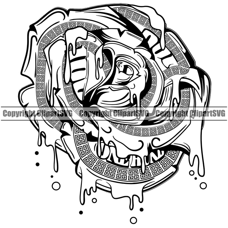 Black And White Money Make Rose Flower Color Dripping Design Element Business Finance Cash Payment Currency Dollar Investment Banking Bank Wealth Stack Concept Rich Advertising Art Logo Clipart SVG