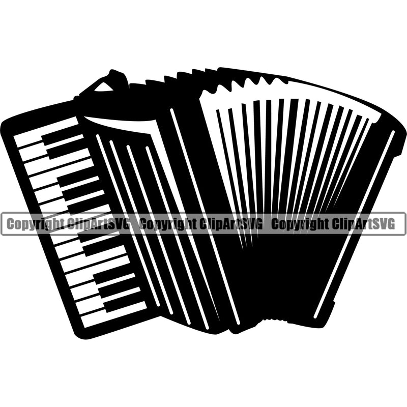 Musical Instrument Accordion Silhouette Vector Design Element Music Band Orchestra Concert Acoustic Jazz Classical Musician Rock And Roll Sound Design Element Logo Clipart SVG