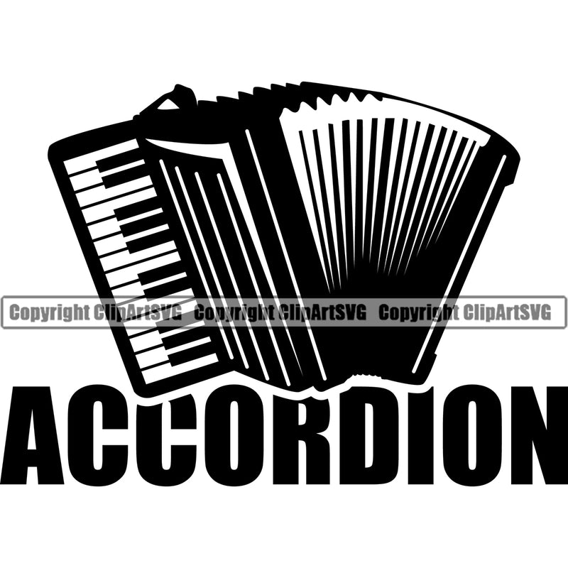 Accordion Quote Musical Instrument Design Element Music Band Orchestra Concert Acoustic Jazz Classical Musician Rock And Roll Sound Design Element Logo Clipart SVG