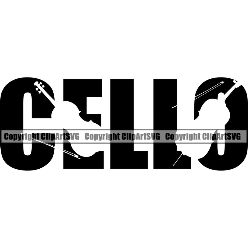 Cello Quote White Background Design Element Musical Instrument Music Band Orchestra Concert Acoustic Jazz Classical Musician Rock And Roll Sound Design Element Logo Clipart SVG