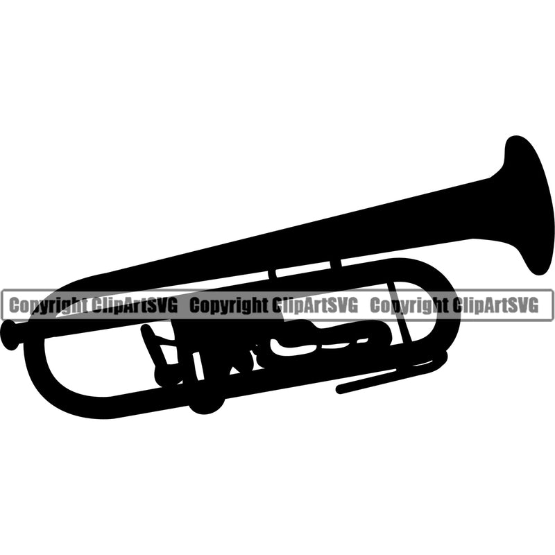 Trumpet Silhouette White Background Design Element Musical Instrument Music Band Orchestra Concert Acoustic Jazz Classical Musician Rock And Roll Sound Design Element Logo Clipart SVG