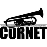 Cornet Vector Musical Trumpet White Background Vector Design Element Instrument Music Band Orchestra Concert Acoustic Jazz Classical Musician Rock And Roll Sound Design Element Logo Clipart SVG