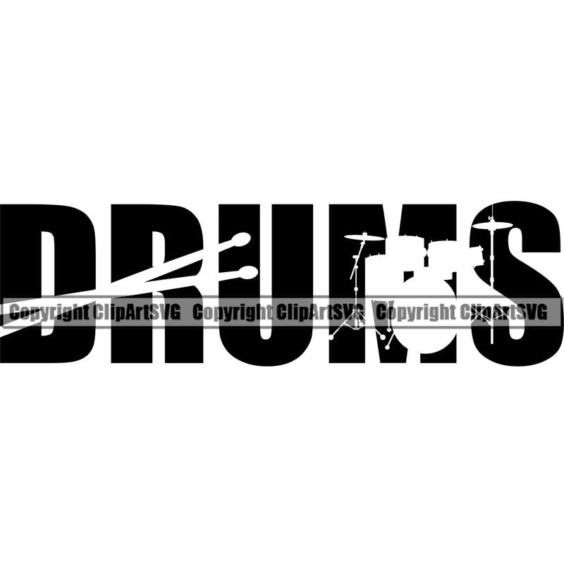 Drums Quote White Background Silhouette Musical Instrument Music Band Orchestra Concert Acoustic Jazz Classical Musician Rock And Roll Sound Design Element Logo Clipart SVG